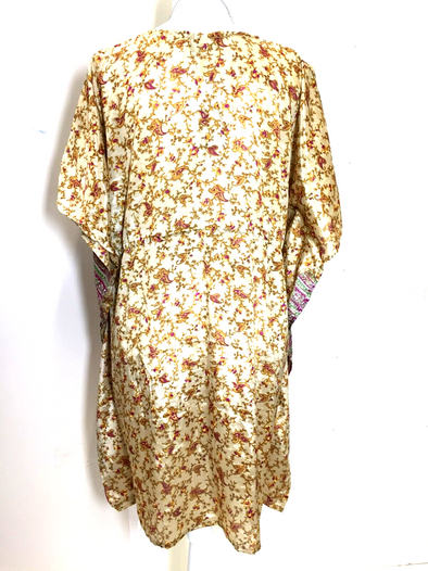 Festival Tunic Dress Top Blouse Kaftan Boho Hippy Sari Silk Cover up UK 8 - 18