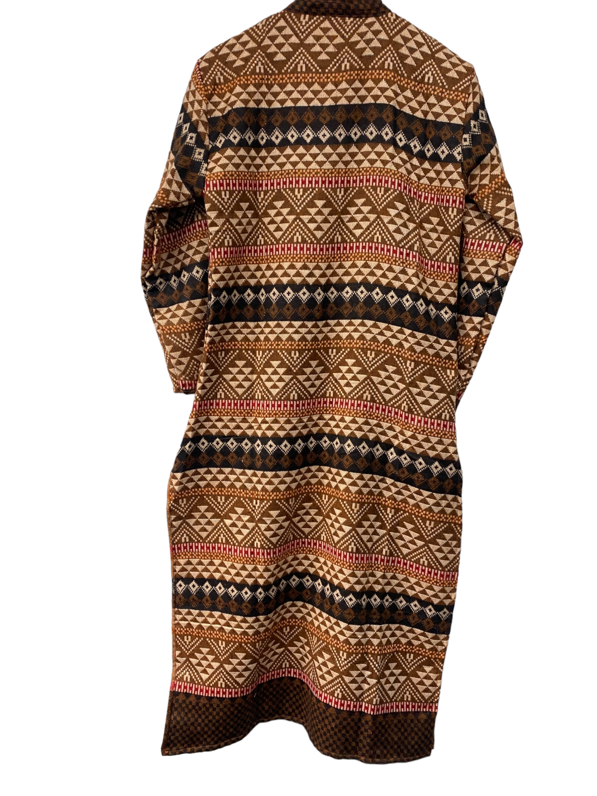 LONG TUNIC DRESS Brown Boho Hippie Ethnic Indian Warm Winter Kurta UK 14 16 XL