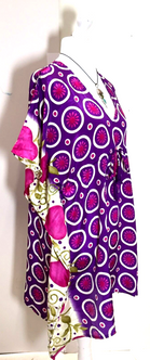 Tunic Kaftan Top short dress PURPLE Boho hippy festival vintage Sari Silk  8-18