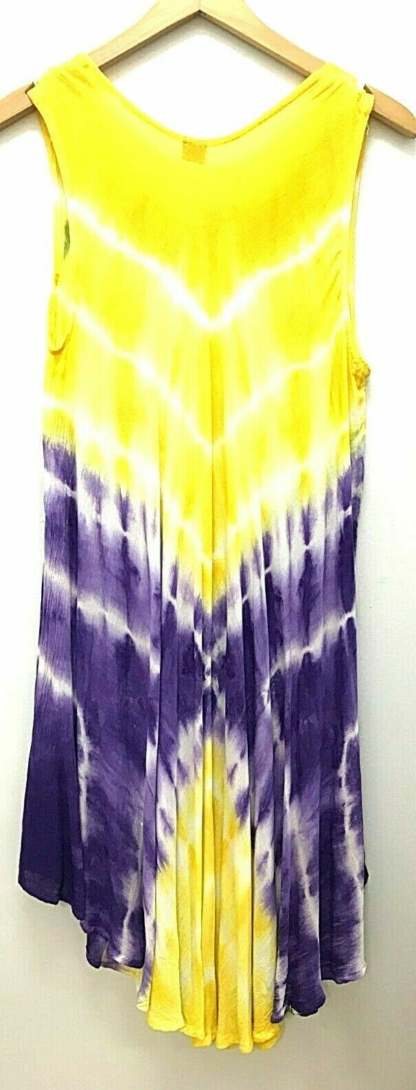 Boho hippy FREE SIZE umbrella YELLOW Summer sun Tye Dye Beach shift Dress