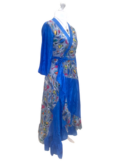 Long Wrap Dress pretty summer Boho hippy Festival maxi Sari-Silk UK 8 10 12 14