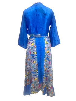 Long Wrap Dress pretty summer Boho hippy Festival maxi Sari-Silk UK 8 10 12 14