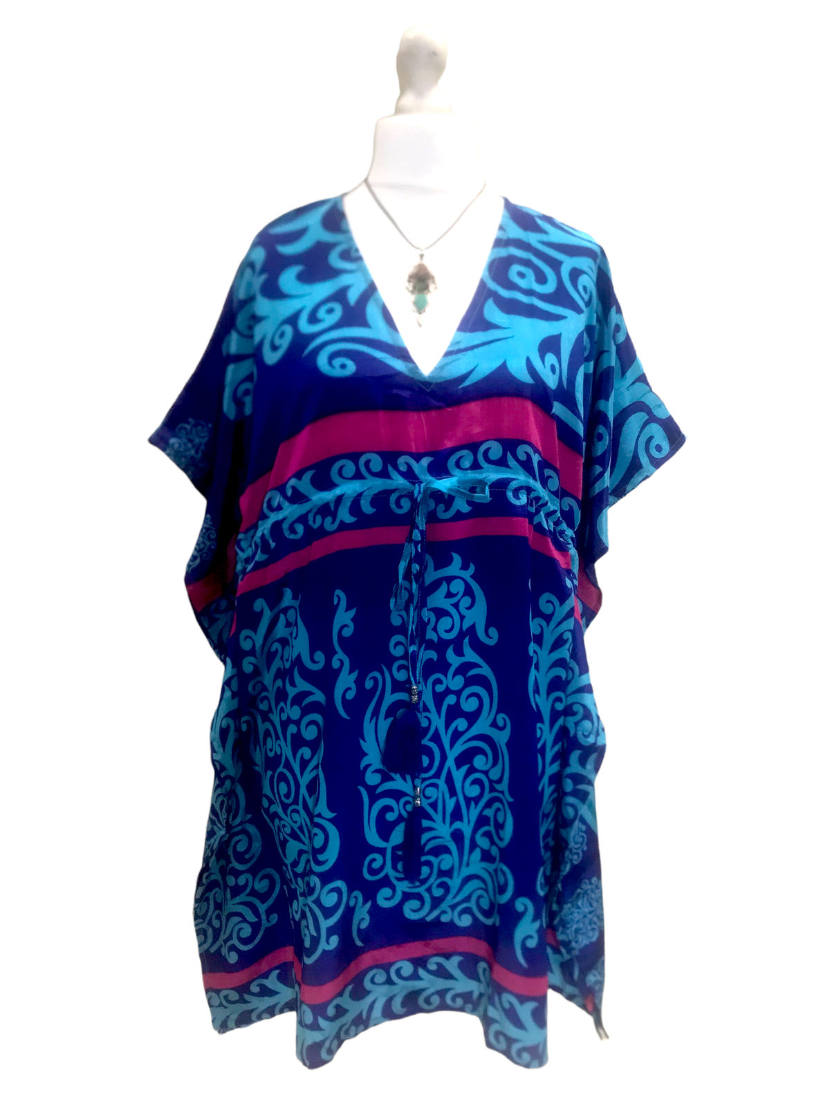 Tunic, Kaftan Top Cover up dress Boho hippy, festival Sari Silk Long UK 8 - 18