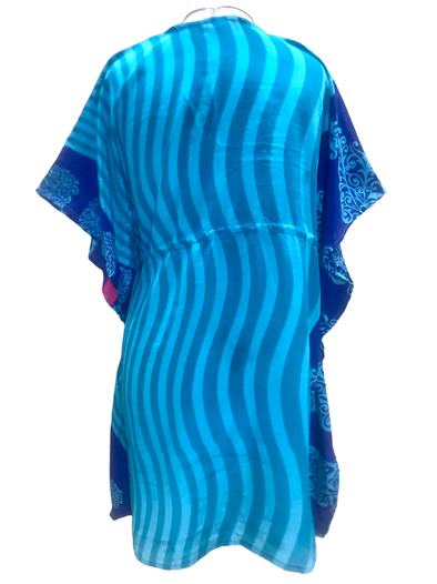 Tunic, Kaftan Top Cover up dress Boho hippy, festival Sari Silk Long UK 8 - 18