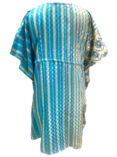 Tunic, Kaftan Top Cover up dress Boho hippy, festival Sari Silk Long UK 8 - 18