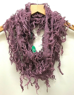 SCARF Boho hippy goth emo funky shaggy PINK PURPLE knit  wrap pashmina present