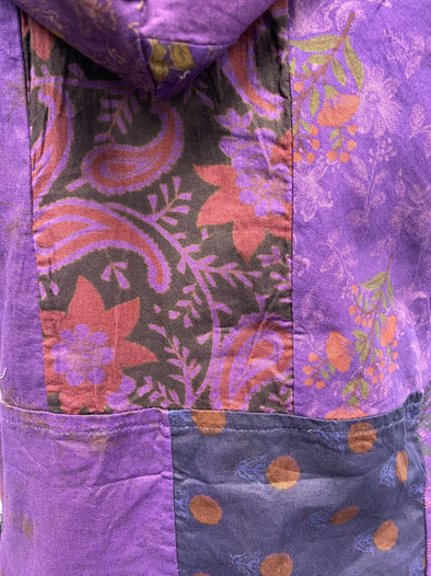 Short Tunic Dress PURPLE patchwork Boho Pixie Festival Hippy gypsy hoodie 8-14