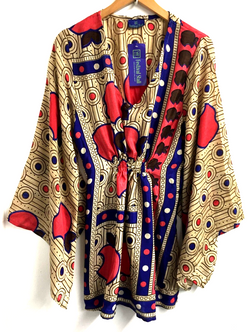 KAFTAN tunic top blouse cover up Boho hippy festival sari silk 10 12 14 16 18