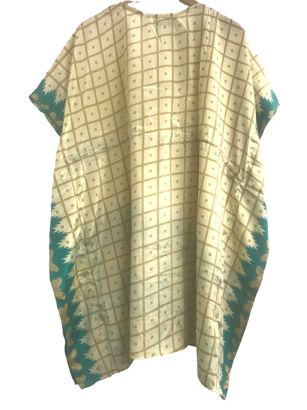 Tunic dress Kaftan Top Cover up Boho hippy festival Vintage Sari Silk Retro 8-18