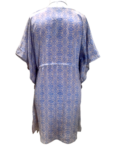 Tunic dress Kaftan Top Cover up Boho hippy festival Vintage Sari Silk retro 8-18