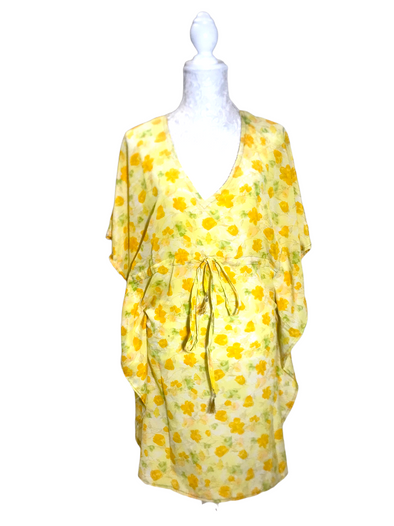 Tunic dress Kaftan Top Cover up Boho hippy festival Vintage Sari Silk retro 8-18