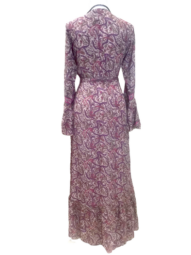 Long SILK wrap dress PINK Boho hippy maxi summer beach festival party UK 8 -14