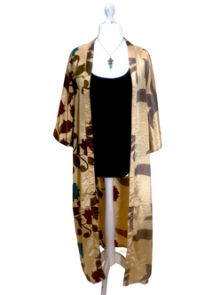 Boho hippy festival, silk beach summer cover up kimono robe dress uk 10 12 14 16