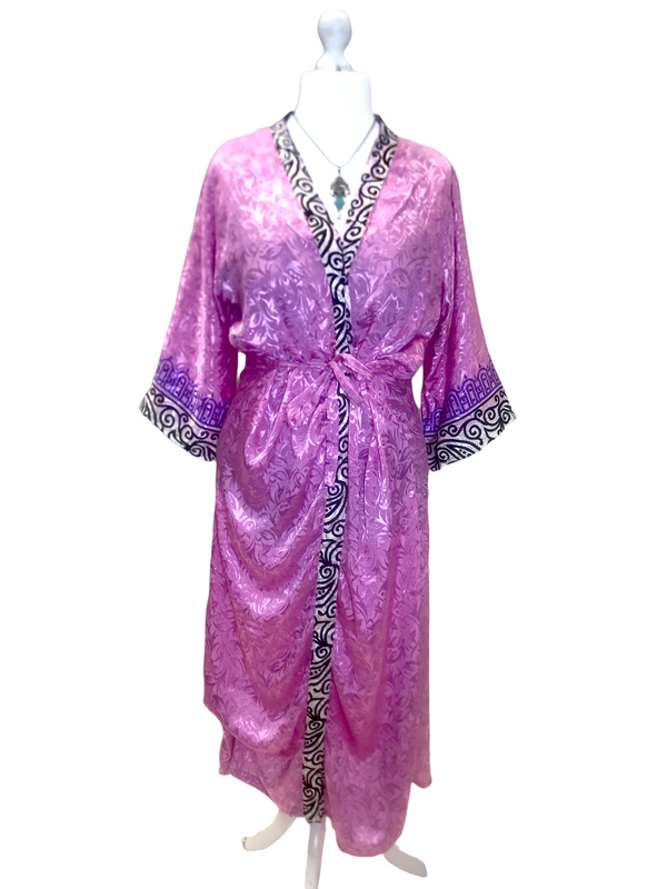 Boho hippy festival, silk beach summer cover up kimono robe dress uk 10 12 14 16