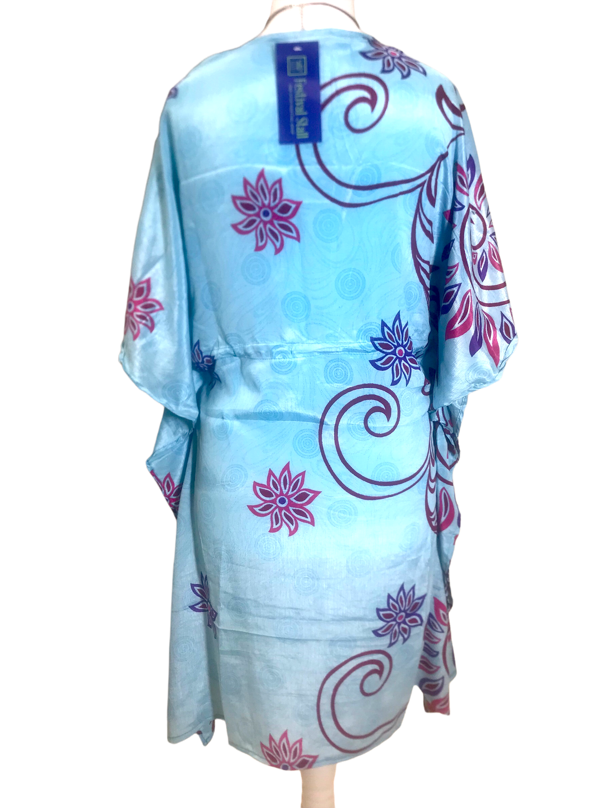 Dress Tunic Kaftan Top Cover up Boho hippy, festival Sari Silk short UK 8- 12