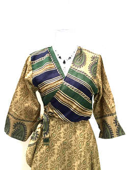 Boho hippy Festival Long maxi Sari-Silk pretty summer Wrap Dress UK 8 10 12 14