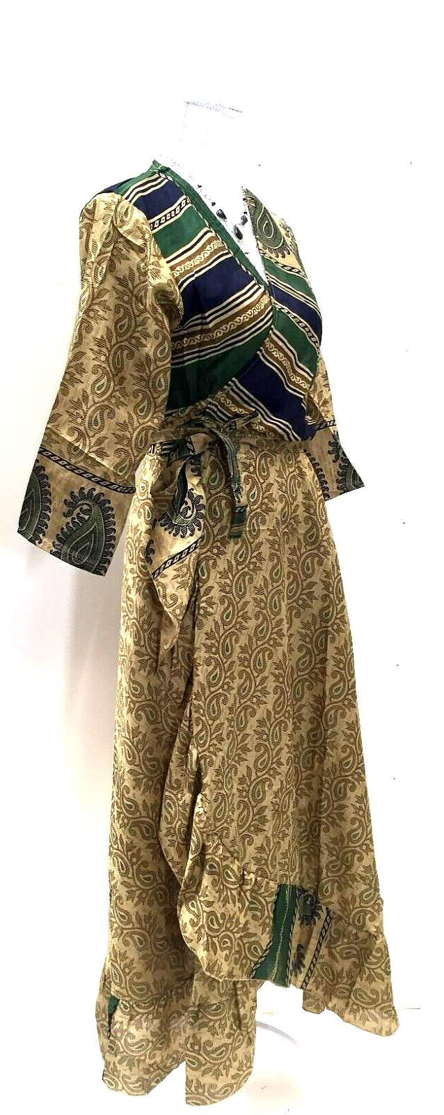 Boho hippy Festival Long maxi Sari-Silk pretty summer Wrap Dress UK 8 10 12 14