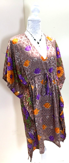 Tunic dress, Kaftan Top Cover up Boho hippy festival Sari Silk One Size 8 - 18