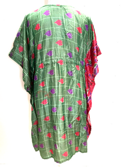 Kaftan Tunic Dress Top blouse Boho hippy festival Sari Silk Cover up UK 8 - 18