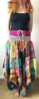 Patchwork skirt dress Festival boho hippie pixie gypsy  long summer sun one size