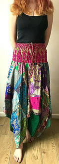 Patchwork Skirt Dress Boho Hippie Festival pixie gypsy long Stretch sun ONE SIZE