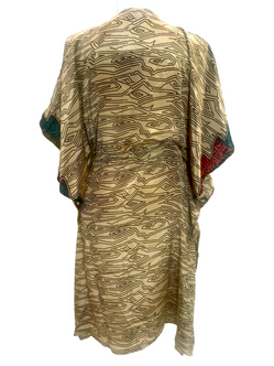 KAFTAN Tunic Dress Top blouse Boho hippy festival Sari Silk Cover up UK 8 - 18