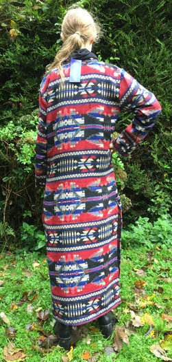 Long Tunic Dress warm kurta ethnic boho hippy festival outfit RED BLUE M L XL