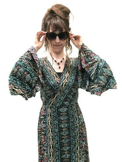 Boho hippy silk long maxi, summer beach festival, party wrap dress uk 8 10 12 14