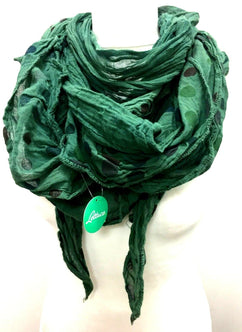 Boho hippy goth pixie fairy GREEN tassel polka dot festival LETTUCE funky scarf