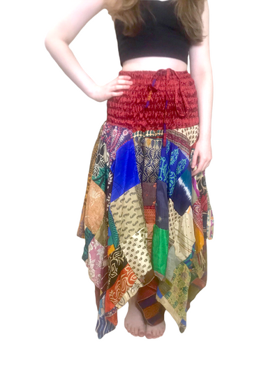 Patchwork SKIRT Dress long boho hippie Festival pixie gypsy summer sun One Size