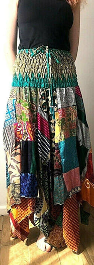 Patchwork SKIRT Dress boho hippie Festival pixie gypsy long summer sun one size