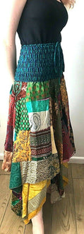 Patchwork Skirt Dress Festival Boho Hippie pixie gypsy long Stretch sun ONE SIZE