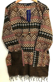 TUNIC JUMPER PULLOVER SWEATER Boho hippie BROWN winter warm tassel top 8 -14