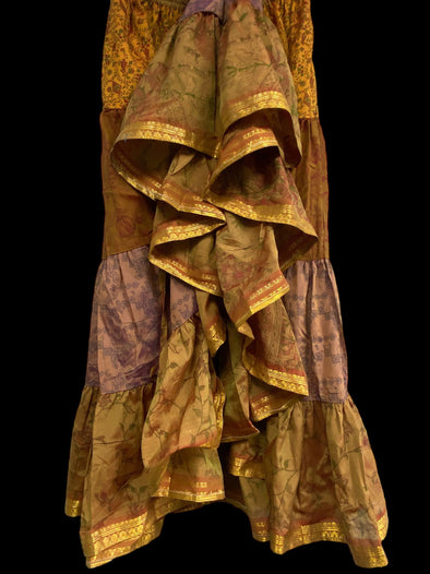 Bronze Sand Glow Skirt - Size S-M-L adjustable waist, 25 ft, ATS, Silk Full Circle Skirt, Boho, Cosplay, Steampunk