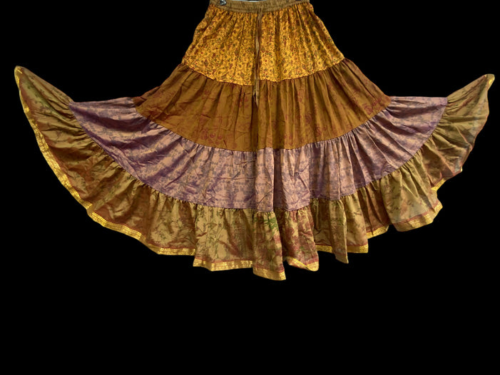 Bronze Sand Glow Skirt - Size S-M-L adjustable waist, 25 ft, ATS, Silk Full Circle Skirt, Boho, Cosplay, Steampunk