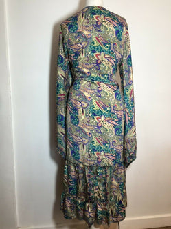 Kimono Wrap dress , Boho hippy festival style, Pink & Blue, Beach cover up, duster coat, Kaftan, UK 8- 18 US 4 -14