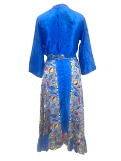 Boho hippy Festival Long maxi Sari-Silk pretty summer Wrap Dress UK 8 10 12 14