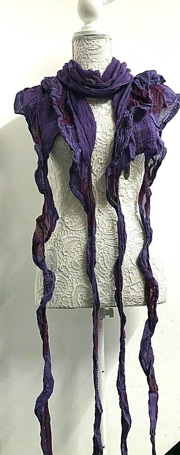 Boho hippy goth PURPLE pink pretty long festival LETTUCE scarf wrap gift