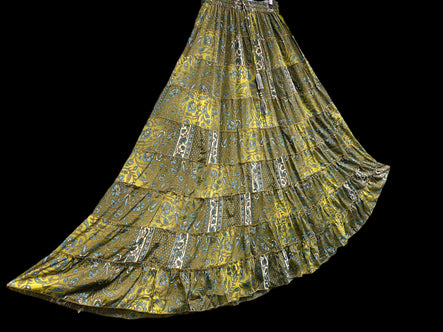 Festival boho hippie gypsy silk long flared casual maxi skirt 8 10 12 14 16 18