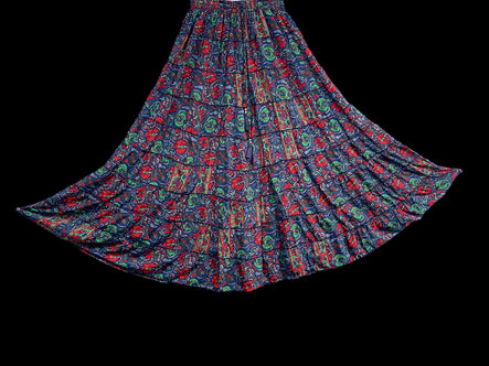 Festival boho hippie gypsy silk long flared casual maxi skirt 8 10 12 14 16 18