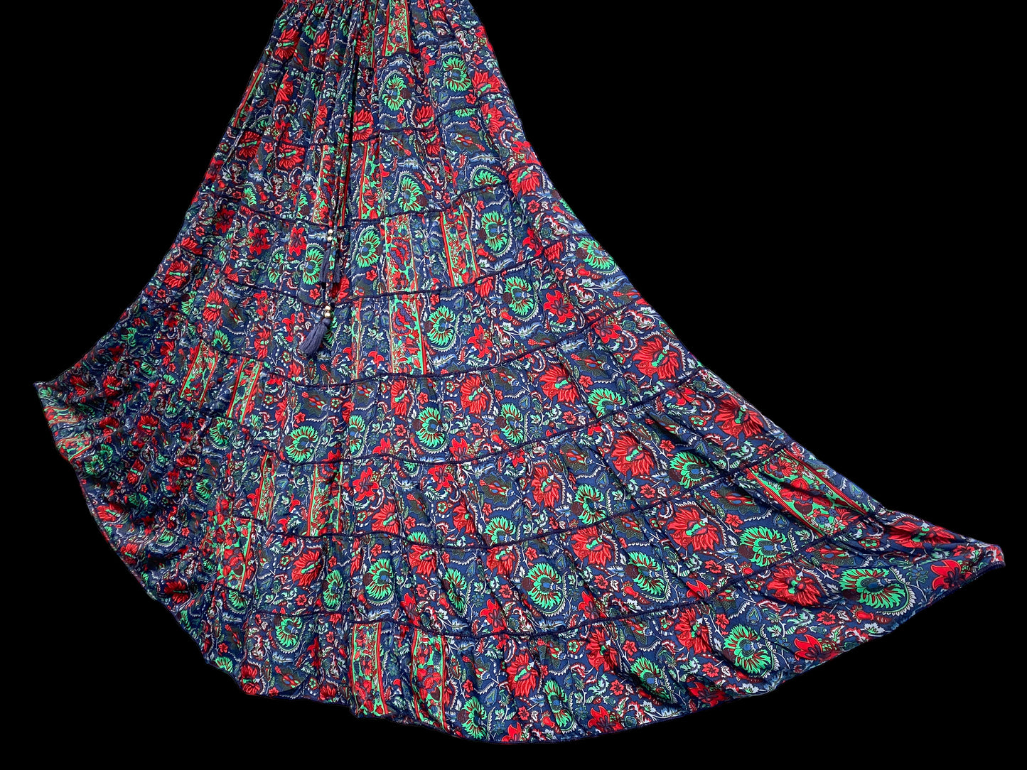 Festival boho hippie gypsy silk long flared casual maxi skirt 8 10 12 14 16 18