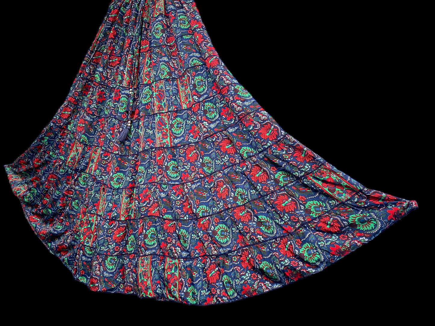 Festival boho hippie gypsy silk long flared casual maxi skirt 8 10 12 14 16 18