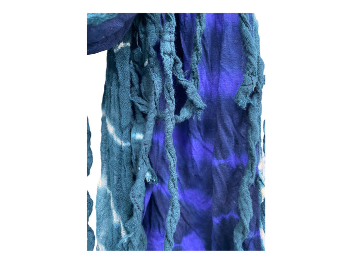 BLUE Scarf wrap Boho hippy ELECTRIC petrol tye dye tassel Gift