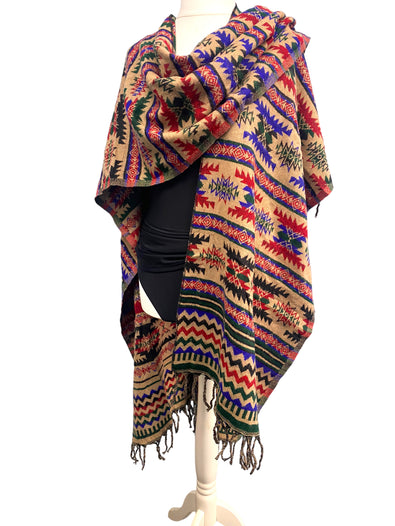 Blanket shawl throw cape wrap poncho wool nepalese yoga festival hippie boho