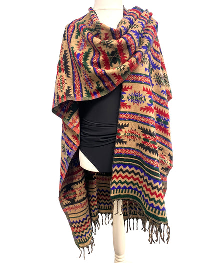 Blanket shawl throw cape wrap poncho wool nepalese yoga festival hippie boho