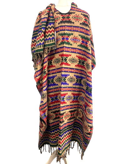 Blanket shawl throw cape wrap poncho wool nepalese yoga festival hippie boho