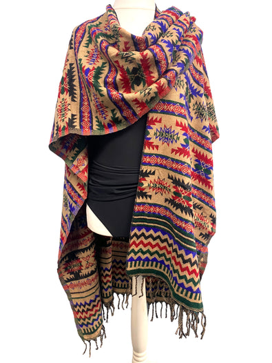 Blanket shawl throw cape wrap poncho wool nepalese yoga festival hippie boho