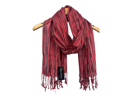 PRETTY RED WHITE tassel striped HLA of LONDON scarf wrap pashmina gift present