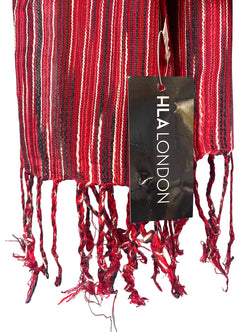 PRETTY RED WHITE tassel striped HLA of LONDON scarf wrap pashmina gift present