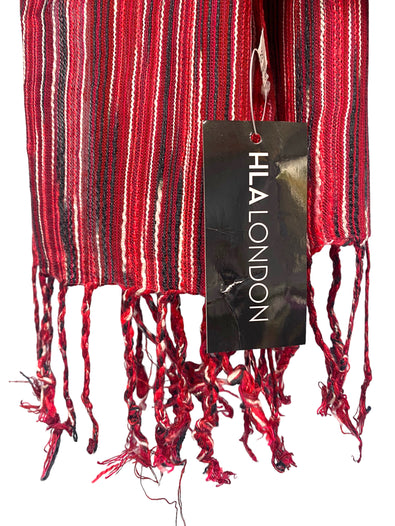 PRETTY RED WHITE tassel striped HLA of LONDON scarf wrap pashmina gift present